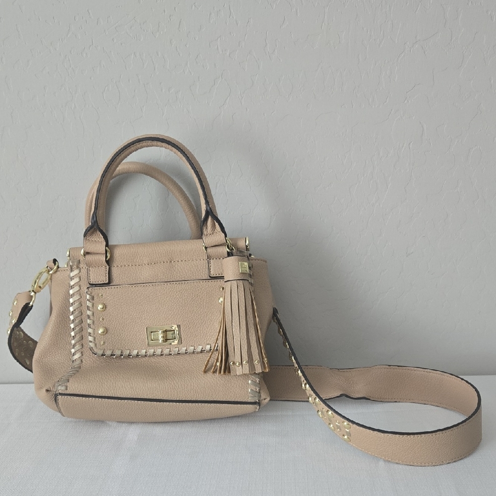 Steve Madden Tan Satchel with Gold Details